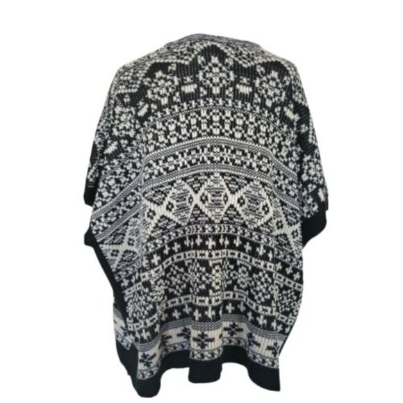Skies are Blue Knit kimono Cardigan Small/Medium Black White Aztec SouthWestern - Picture 3 of 7